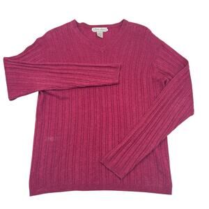Poeta Moda Mens Vintage 90s Burgundy Cashmere Silk V-Neck Sweater Sz S